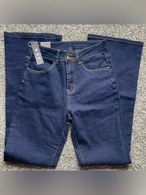 Boho Western Cowgirl High-Rise Dark Wash Flared Denim Jeans size 8 NWT